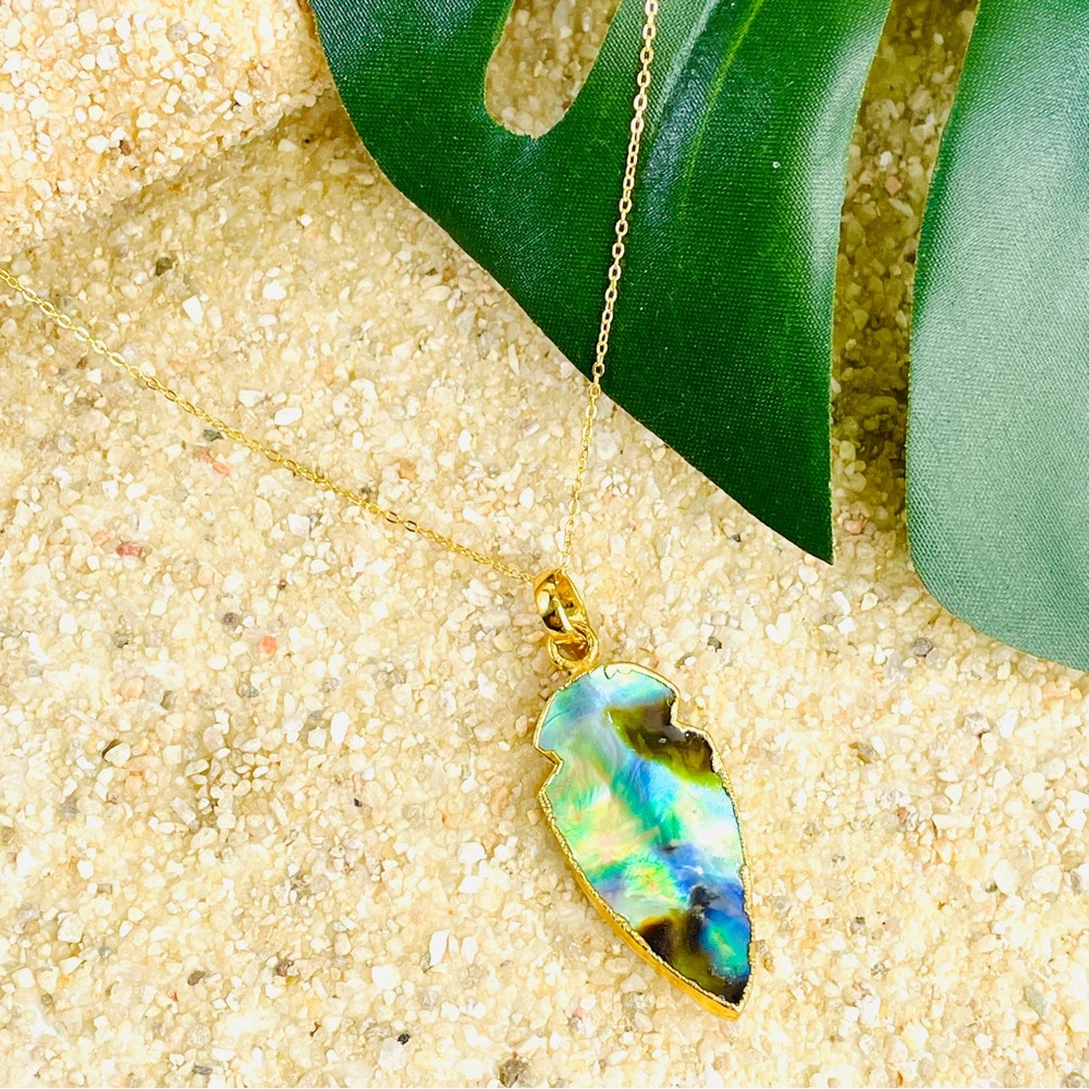 14k Gold Filled Chain | Abalone Arrowhead Necklace